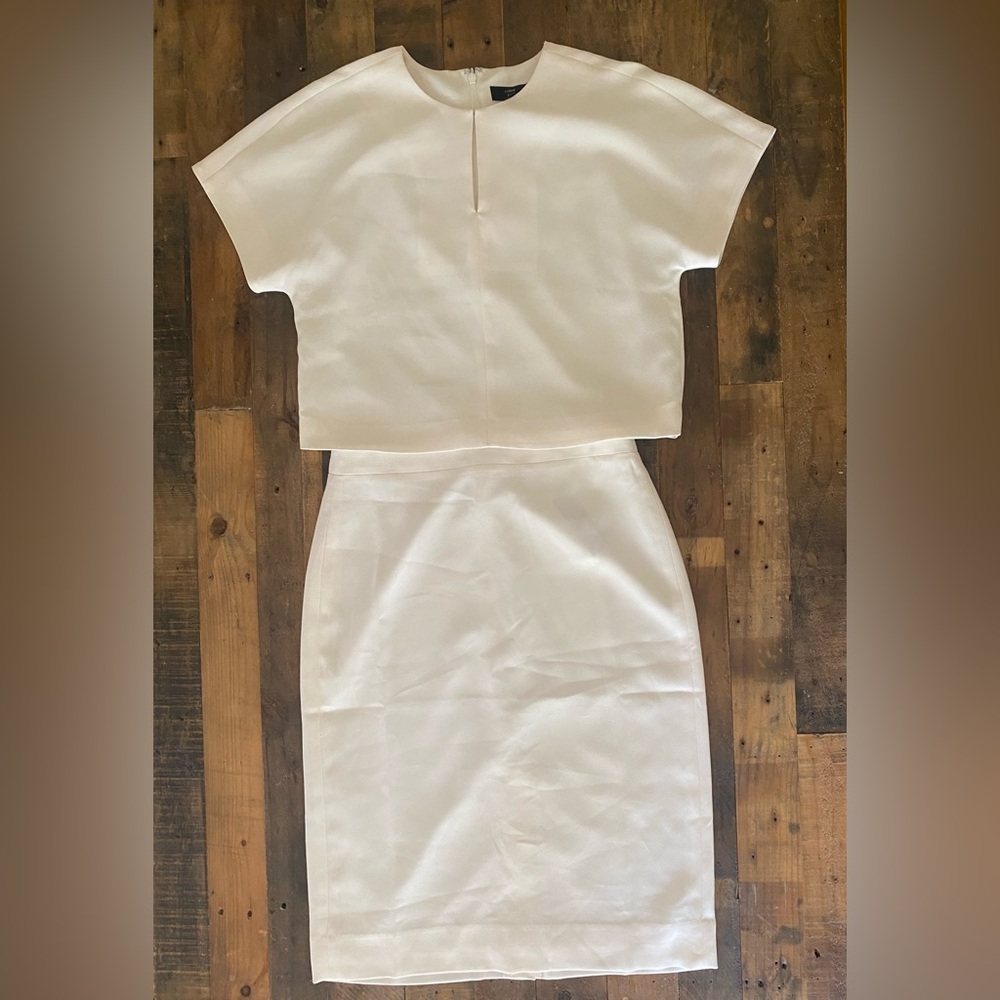 J. Crew Elegant Cream skirt and shirt set 8